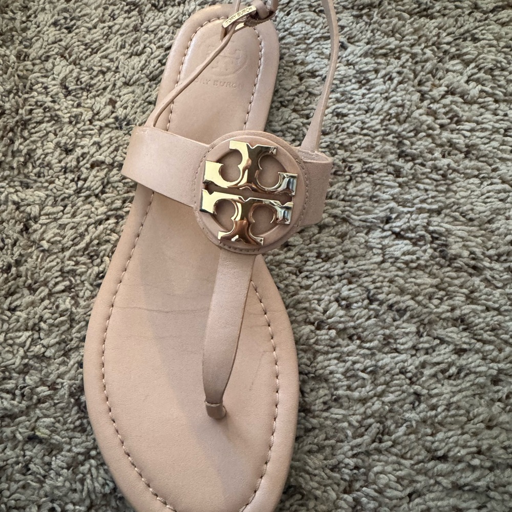 Tory Burch Beige Sandals with Gold Accent